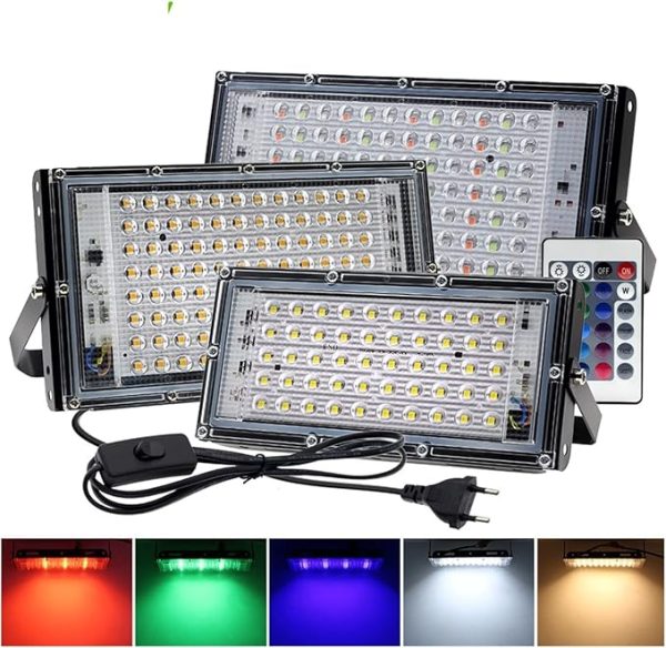 Rgb Led Waterproof Flood Light | Outdoor Lighting For Christmas, Halloween, Stage, Garden, Party – 50w