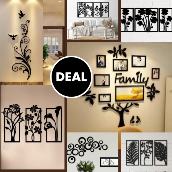 Wooden Wall Art & Decor – 3D Family Tree, Floral Frames, Bird & Bouquet Designs for Home & Office
