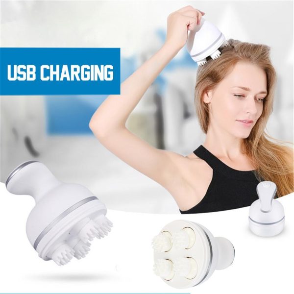Scalp Massager, Electric Meridian Massage With 4 Moveable Massage Cluster, Rechargeable Portable Washable Head Massager To Relieve Fatigue And Hair Loss ( Random Color )